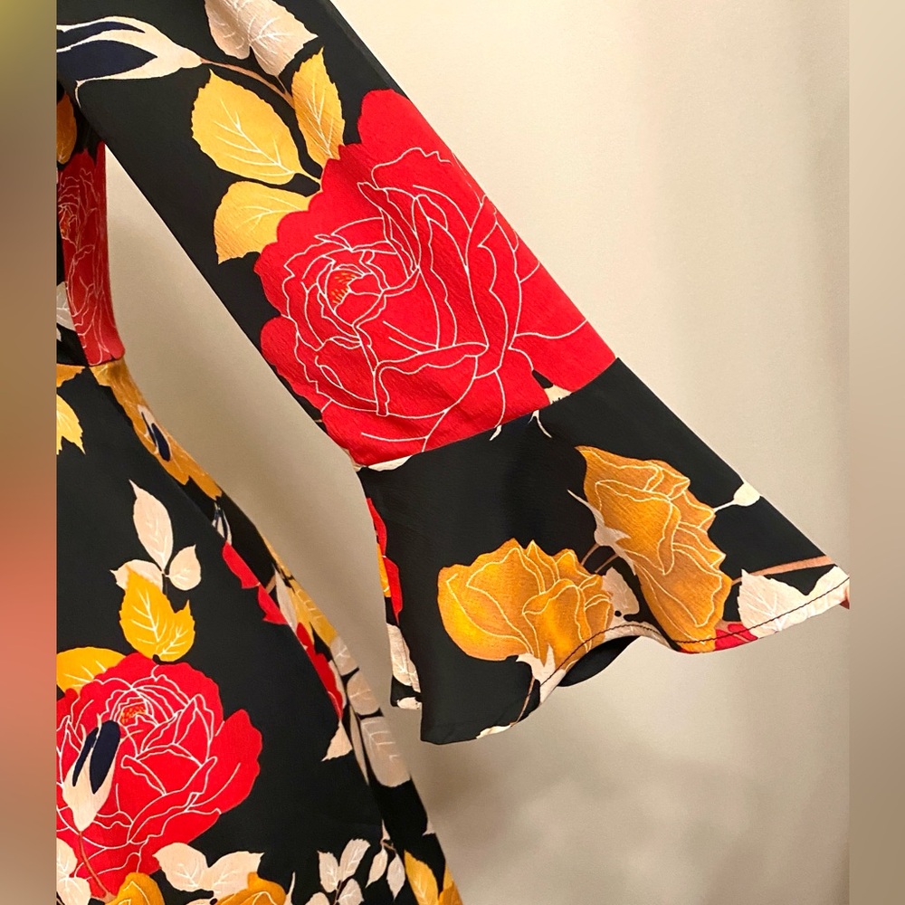 ASOS Black Red Dark Floral SZ 6 Shabby Chic Cottagecore Boho Romantic Fall Dress - Picture 4 of 10